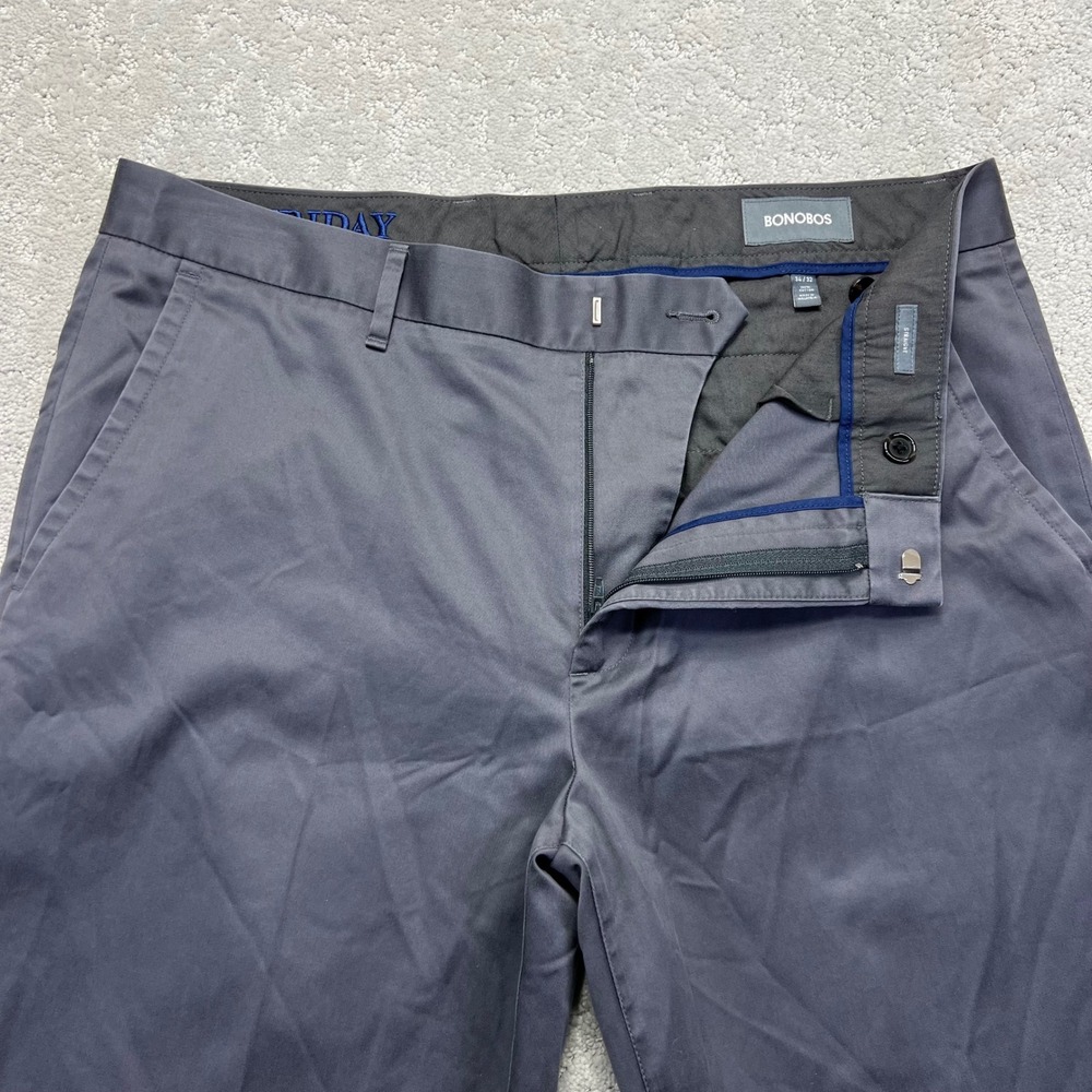 Bonobos Friday Chino Pants Mens 34x32 (35x29.5) Straight Leg Dark Grey Cotton
